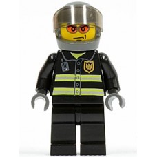 cty003 Fire - Reflective Stripes, Black Legs, Dark Bluish Gray Helmet, Trans-Black Visor 